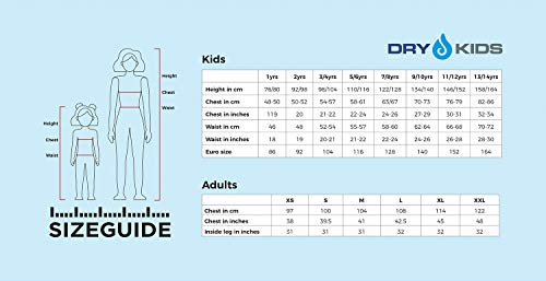 DRY KIDS Childrens Waterproof Over Trousers. Boys and Girls Rainwear for Outdoor Play, Navy Blue, 11-12 Years