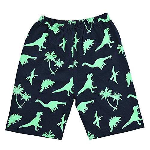 Boys Pyjamas Set Dinosaur Print Kids Pjs Pajama Short Sleeve Cotton Sleepwear Tops Shirts & Pants Nightwear Children Outfit, Deep Blue 02, 5-6 Years