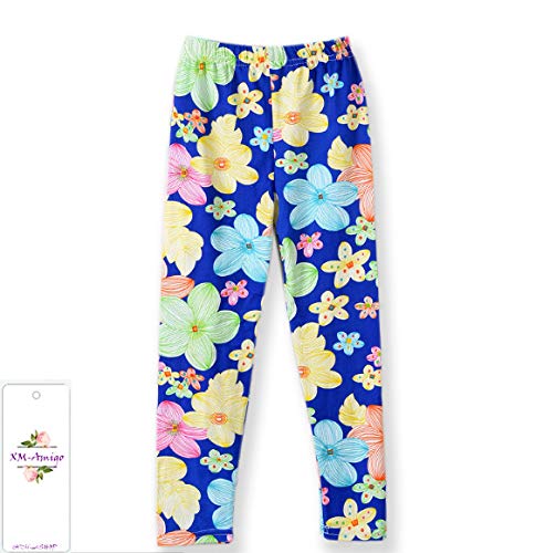 4 Pack Kids Girls Pants Floral Pattern Stretch Leggings, A01, 5 Years