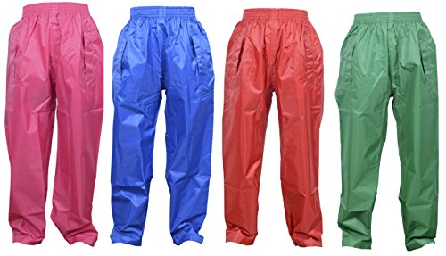 DRY KIDS Childrens Waterproof Over Trousers. Boys and Girls Rainwear for Outdoor Play, Navy Blue, 11-12 Years