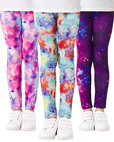 Adorel Girls Leggings Full Length Ankle Trousers Pack of 3 Galaxy 6-7 Years (Manufacturer Size: 70)