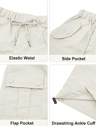 Maeau - Girls Baggy Cargo Trousers Kid Y2K Vintage Joggers Athletic Sweatpants Loose Street Hip Hop Dance Bottoms Beige