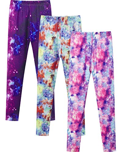 Adorel Girls Leggings Full Length Ankle Trousers Pack of 3 Galaxy 6-7 Years (Manufacturer Size: 70)