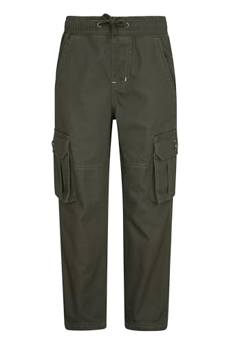 Mountain Warehouse Pull Up Kids Cargo Trousers - Jersey Lined, 100% Cotton Pants, Casual Girls & Boys Bottoms - Kids Clothing for Travelling, Hiking, Camping, Outdoor Khaki 13-14 Years