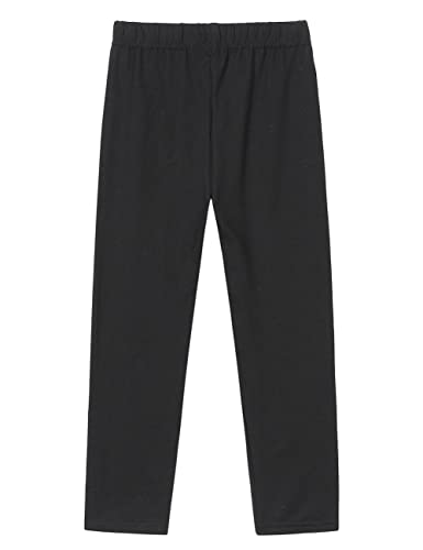 Dybker 3 Pack Girl Legging Plush Kids Stretchy Pants Plain Tights Trouser Dance Full Length, Black, 140