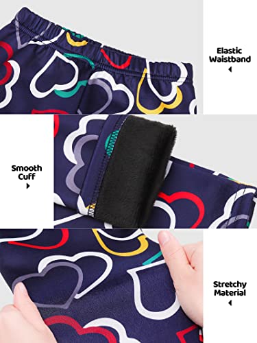TODDOR 3 Pack Girls' Fleece Lined Leggings Winter Warm Thick Printed Trousers Toddler Ankle Length Pants