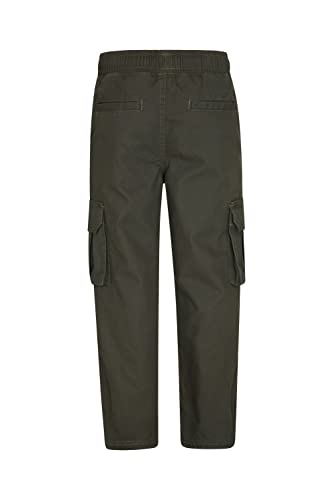 Mountain Warehouse Pull Up Kids Cargo Trousers - Jersey Lined, 100% Cotton Pants, Casual Girls & Boys Bottoms - Kids Clothing for Travelling, Hiking, Camping, Outdoor Khaki 13-14 Years