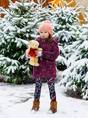 TODDOR 3 Pack Girls' Fleece Lined Leggings Winter Warm Thick Printed Trousers Toddler Ankle Length Pants