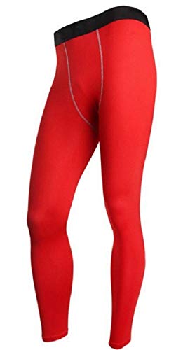 L&L® Kid Children Boy Compression Base Layer Thermal Sport Skins Under Gear Long Pants Legging Gym (8-10, Red)
