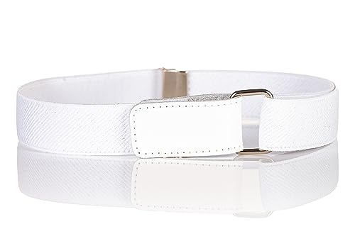 Olata Children’s Stretch Elasticated Belt with Adjustable Hook and Loop Fastening - 5-12 years. White