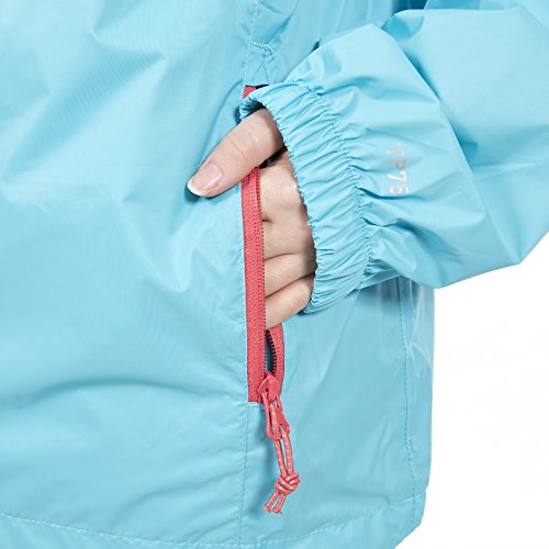 Trespass Qikpac Jacket, Aquatic, 11/12, Compact Packaway Waterproof Jacket Kids Unisex, Age 11-12, Blue