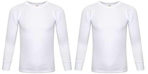 SOFTY® 2 Piece Unisex Children Kids Thermal Underwear Long Sleeve Top Warm Vest School (UK, Age, 9 Years, 11 Years, Regular, White)