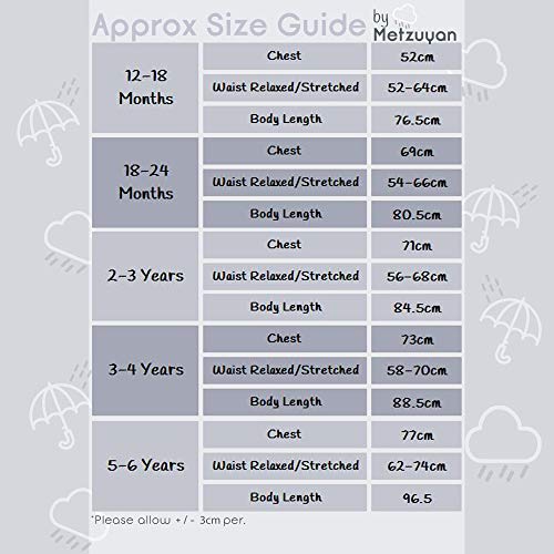 Metzuyan Childrens Waterproof Hooded Rain Puddlesuit Rainsuit All-in-One Outfit Set Size 2-3 Years Navy