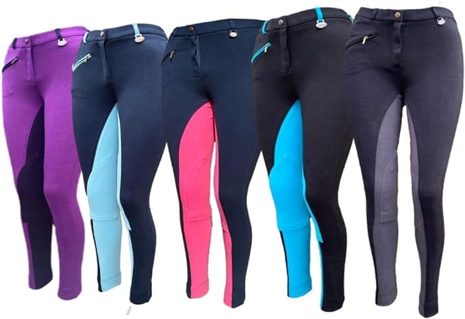 Canter Two Tone Childrens/Kids Horse Riding Jodhpurs/Breeches from 20" to 30" Waist (UK, Waist, 22, Navy/Pink)