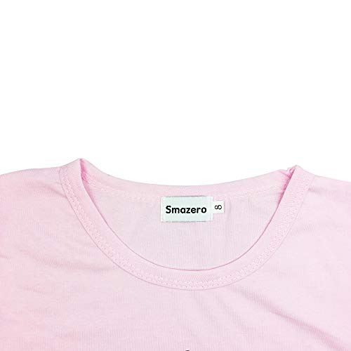 Toddler Girls Pyjamas Set Short Sleeve Cotton Pajamas Pjs Nightwear Cute Flamingo Print Kids Sleepwear Tops Shirts & Pants Children Outfit Age 2-8 Years