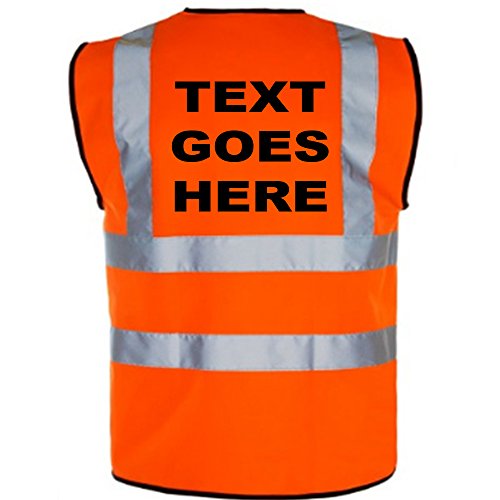 Personalised with Any Name Childrens HIGH Visibility Waistcoat/Vest (HI VIS) (10-13yrs, Orange)