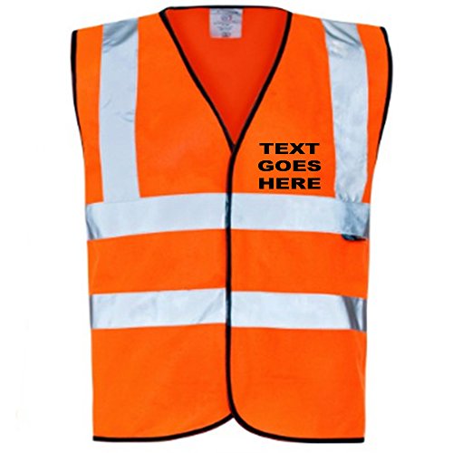 Personalised with Any Name Childrens HIGH Visibility Waistcoat/Vest (HI VIS) (10-13yrs, Orange)