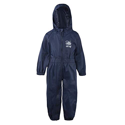Metzuyan Children Boys Waterproof Hooded Puddlesuit All-in-One Snowsuit Skisuit Outfit for Outdoor Play Navy Size 12-18 Months