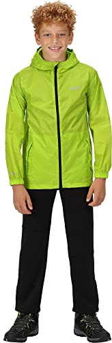 Regatta Kid Pack It Jacket III Waterproof Breatherbale Lightweight Durable Water Repellent Taped Seams Packs Away, Bright Kiwi, 9-10 Years