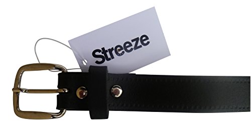 Streeze Boys Real Leather Belt. Made in UK. Children's Black Leather School Belt Sizes 14" - 30" (waist 28"-30", Black)