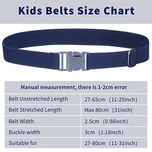 Kajeer Children Elastic Buckle Trousers Belt - Stretch Belt with Zinc Alloy Buckle Adjustable Belt for 1-15 Years Boys Girls (Navy Blue)