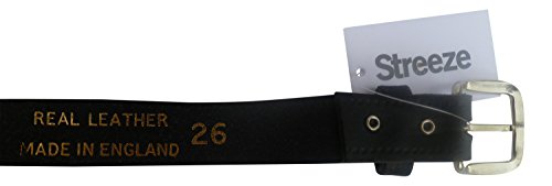 Streeze Boys Real Leather Belt. Made in UK. Children's Black Leather School Belt Sizes 14" - 30" (waist 28"-30", Black)