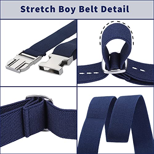 Kajeer Children Elastic Buckle Trousers Belt - Stretch Belt with Zinc Alloy Buckle Adjustable Belt for 1-15 Years Boys Girls (Navy Blue)
