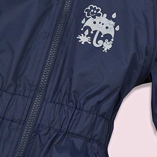 Metzuyan Children Boys Waterproof Hooded Puddlesuit All-in-One Snowsuit Skisuit Outfit for Outdoor Play Navy Size 12-18 Months