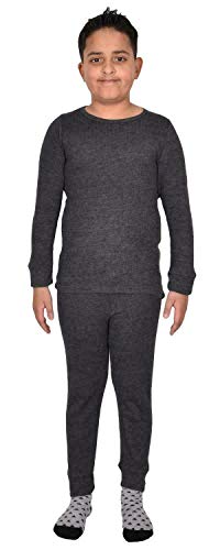 Gaffer Boys Thermal Bottom Underwear Long Sleeve Vest Kids Thermal Long Johns (Full Set Johns Charcoal, 3-4)