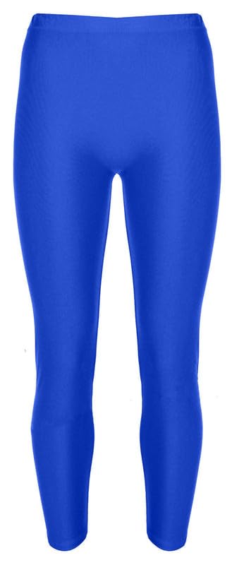 Re Tech UK Kids, Girls Leggings, Gymnastic Dance Neon Footless Ballet Stretchy Shiny Elasticated Childrens Lycra Tights Sports, Black Leggings for Girls (9-10 Years, Royal Blue)