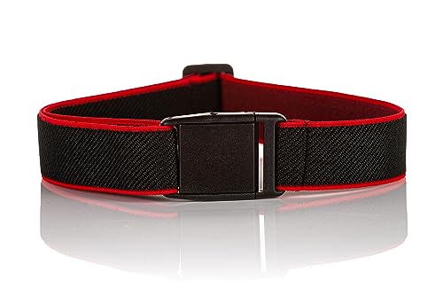 Olata Children’s Elasticated Belt with Plastic Clip Buckle (5-15 Years). Black/Red