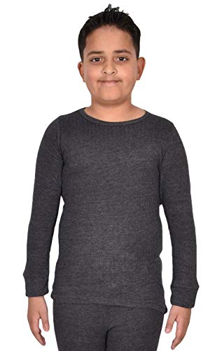Gaffer Boys Thermal Bottom Underwear Long Sleeve Vest Kids Thermal Long Johns (Full Set Johns Charcoal, 3-4)