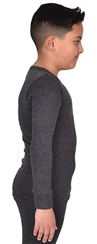 Gaffer Boys Thermal Bottom Underwear Long Sleeve Vest Kids Thermal Long Johns (Full Set Johns Charcoal, 3-4)
