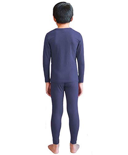 LANBAOSI Kids Thermal Underwear Set Children Boys Base Layer Long Johns Bottoms and Long Sleeve Top Navy