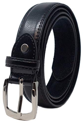 Ossi Leather Lined 28mm Childrens Belt - Black 3XS (22" - 26" waist)