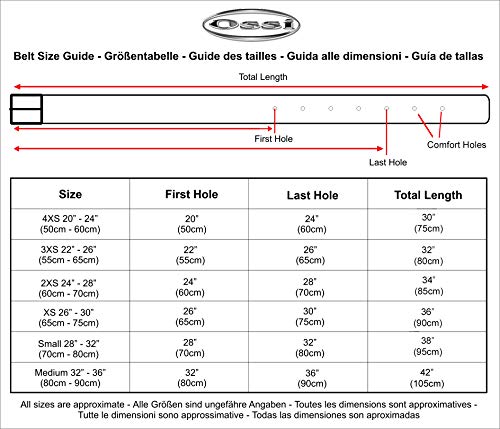 Ossi Leather Lined 28mm Childrens Belt - Black 3XS (22" - 26" waist)