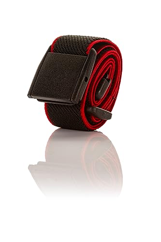 Olata Children’s Elasticated Belt with Plastic Clip Buckle (5-15 Years). Black/Red