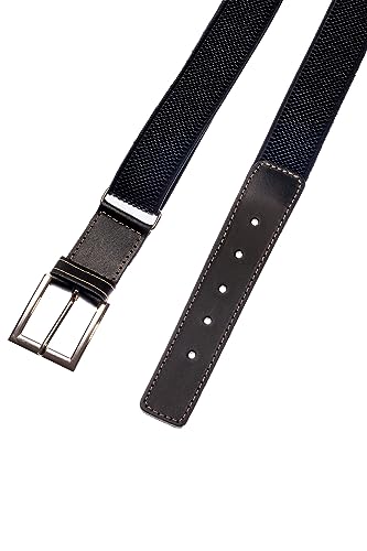 Olata Children’s Elasticated Belt with Buckle and Black Leather Fittings (5-12 Years). Black