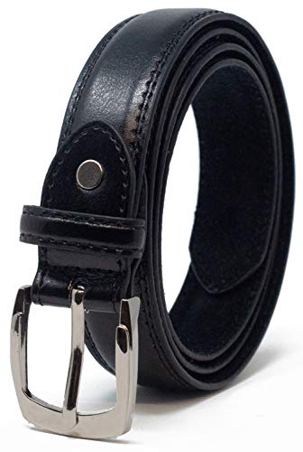 Ossi Leather Lined 28mm Childrens Belt - Black 3XS (22" - 26" waist)