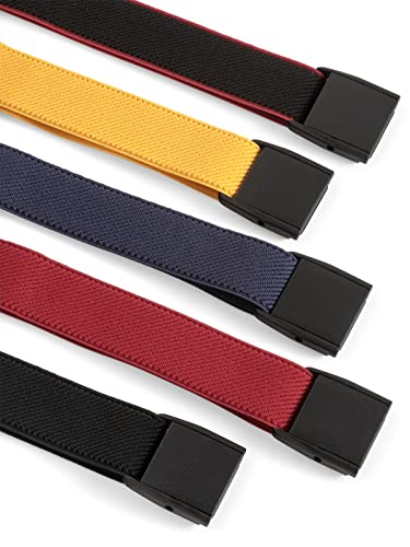 Olata Children’s Elasticated Belt with Plastic Clip Buckle (5-15 Years). Black/Red