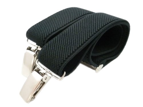 Childrens 1-5 Years Plain Coloured fully adjustable Elasticated Clip on Braces/Suspenders - Black