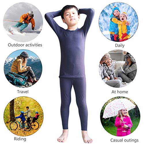 LANBAOSI Kids Thermal Underwear Set Children Boys Base Layer Long Johns Bottoms and Long Sleeve Top Navy