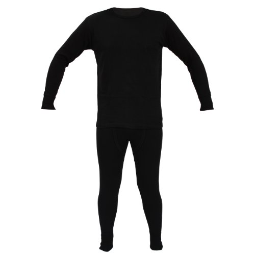 Kids Thermal Winter Warm Underwear Set Long John Bottom and Long Sleeve Top Size:Age 3-5 Years (Unisex Boy Girl Children) Colour:Black
