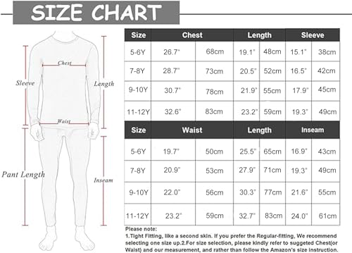 LANBAOSI Kids Thermal Underwear Set Children Boys Base Layer Long Johns Bottoms and Long Sleeve Top Navy