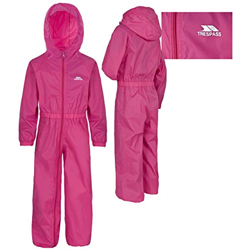 Trespass Girl's Button Rain Suit, Pink, 5-6 Years UK