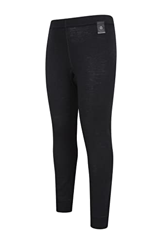 Mountain Warehouse Merino Kids Thermal Baselayer Trousers - Lightweight Winter Childrens Pants, Easy to Carry - Ideal for Both Girls & Boys Black 2-3 Years