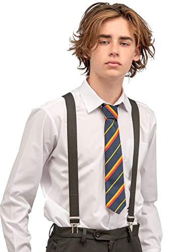 Junior/Childrens 5-12 yrs fully adjustable Elasticated Clip on 'Y' Braces/Suspenders - Red