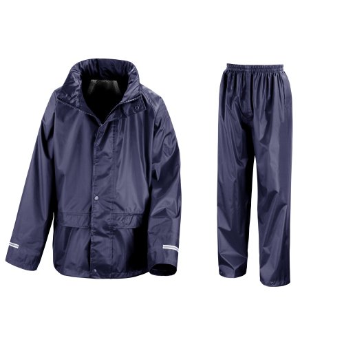 Result Core Childrens/Kids Unisex Junior Rain Suit Jacket and Trousers Set (3-4) (Navy Blue)