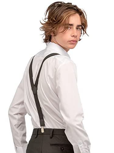 Junior/Childrens 5-12 yrs fully adjustable Elasticated Clip on 'Y' Braces/Suspenders - Red