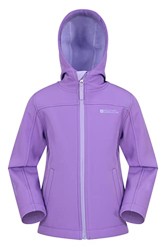 Mountain Warehouse Exodus Kids Softshell Jacket - Breathable, Wind Resistant, Water Resistant & Fleece Lined Coat for Boys & Girls - For Spring Summer, Hiking & Outdoors Light Purple 9-10 Years